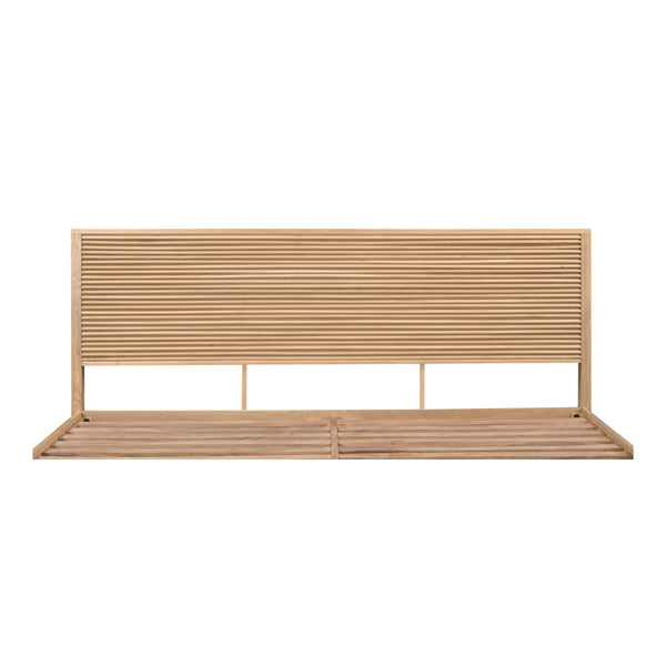 Moe's Home Teeda Bed: Exquisite Solid Oak Design With Shutter-like Headboard For A Tropical Inspired Retreat Natural Solid Oak,Acacia Wood Slats & Center Support Jd-1078-24-0