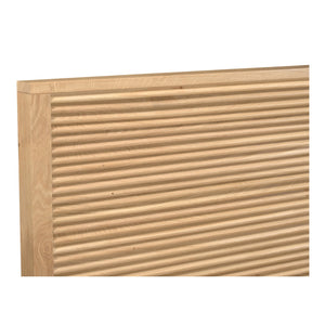 Moe's Home Teeda Bed: Exquisite Solid Oak Design With Shutter-like Headboard For A Tropical Inspired Retreat Natural Solid Oak,Acacia Wood Slats & Center Support Jd-1079-24-0