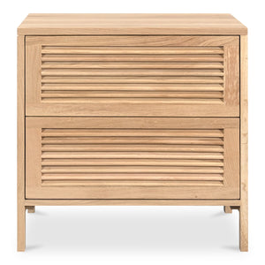Moe's Home Teeda Nightstand - Tropical-inspired Solid Oak Storage With Shutter Design For Timeless Elegance Natural Solid Oak Cabinet And Drawer Fronts,Oak Veener Over Mdf (Back,Bottom,Drawers) Jd-1082-24