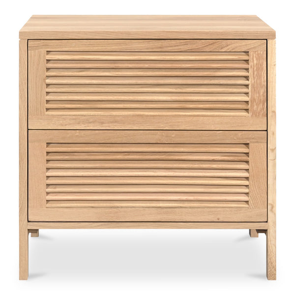 Moe's Home Teeda Nightstand - Tropical-inspired Solid Oak Storage With Shutter Design For Timeless Elegance Natural Solid Oak Cabinet And Drawer Fronts,Oak Veener Over Mdf (Back,Bottom,Drawers) Jd-1082-24
