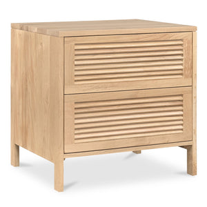 Moe's Home Teeda Nightstand - Tropical-inspired Solid Oak Storage With Shutter Design For Timeless Elegance Natural Solid Oak Cabinet And Drawer Fronts,Oak Veener Over Mdf (Back,Bottom,Drawers) Jd-1082-24