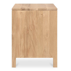 Moe's Home Teeda Nightstand - Tropical-inspired Solid Oak Storage With Shutter Design For Timeless Elegance Natural Solid Oak Cabinet And Drawer Fronts,Oak Veener Over Mdf (Back,Bottom,Drawers) Jd-1082-24