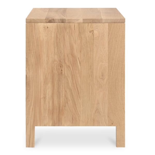 Moe's Home Teeda Nightstand - Tropical-inspired Solid Oak Storage With Shutter Design For Timeless Elegance Natural Solid Oak Cabinet And Drawer Fronts,Oak Veener Over Mdf (Back,Bottom,Drawers) Jd-1082-24