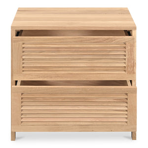 Moe's Home Teeda Nightstand - Tropical-inspired Solid Oak Storage With Shutter Design For Timeless Elegance Natural Solid Oak Cabinet And Drawer Fronts,Oak Veener Over Mdf (Back,Bottom,Drawers) Jd-1082-24