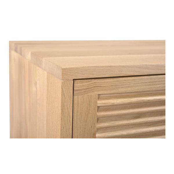 Moe's Home Teeda Nightstand - Tropical-inspired Solid Oak Storage With Shutter Design For Timeless Elegance Natural Solid Oak Cabinet And Drawer Fronts,Oak Veener Over Mdf (Back,Bottom,Drawers) Jd-1082-24