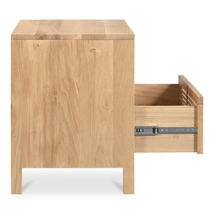 Moe's Home Teeda Nightstand - Tropical-inspired Solid Oak Storage With Shutter Design For Timeless Elegance Natural Solid Oak Cabinet And Drawer Fronts,Oak Veener Over Mdf (Back,Bottom,Drawers) Jd-1082-24