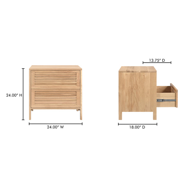 Moe's Home Teeda Nightstand - Tropical-inspired Solid Oak Storage With Shutter Design For Timeless Elegance Natural Solid Oak Cabinet And Drawer Fronts,Oak Veener Over Mdf (Back,Bottom,Drawers) Jd-1082-24