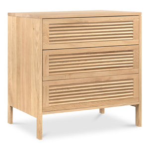 Moe's Home Teeda 3-drawer Nightstand In Solid Oak - Tropical Shutter Design For Unique Storage Solutions Natural Solid Oak Cabinet And Drawer Fronts,Oak Veener Over Mdf (Back,Bottom,Drawers) Jd-1083-24