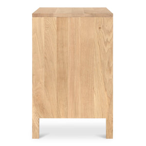 Moe's Home Teeda 3-drawer Nightstand In Solid Oak - Tropical Shutter Design For Unique Storage Solutions Natural Solid Oak Cabinet And Drawer Fronts,Oak Veener Over Mdf (Back,Bottom,Drawers) Jd-1083-24