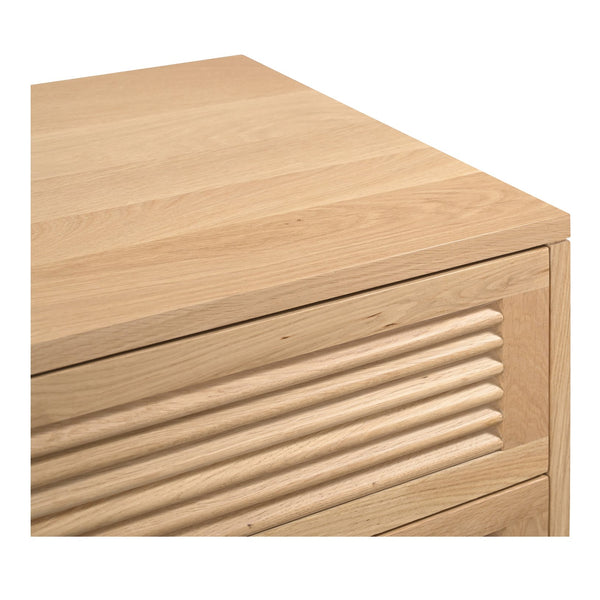 Moe's Home Teeda 3-drawer Nightstand In Solid Oak - Tropical Shutter Design For Unique Storage Solutions Natural Solid Oak Cabinet And Drawer Fronts,Oak Veener Over Mdf (Back,Bottom,Drawers) Jd-1083-24
