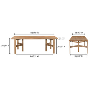 Moe's Home Workshop Dining Table - Rustic Mango Wood Design With Clean Lines, Seats 6, Unique Character Brown Mango Wood Jd-1084-03