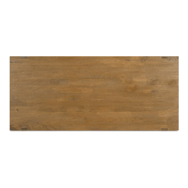 Moe's Home Workshop Dining Table - Rustic Mango Wood Design With Clean Lines, Seats 6, Unique Character Brown Mango Wood Jd-1084-03