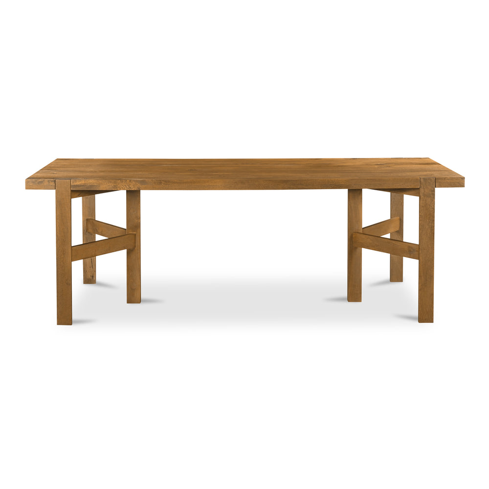 Moe's Home Workshop Dining Table - Rustic Mango Wood Design With Clean Lines, Seats 6, Unique Character Brown Mango Wood Jd-1084-03