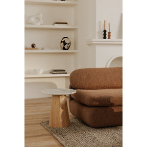 Moe's Home Evelyn Accent Table - Organic Ashen Grey Marble Top With Solid Oak Base For Modern Elegance White Ashen Grey Matirx,Solid Oak Wood Jd-1091-18-0