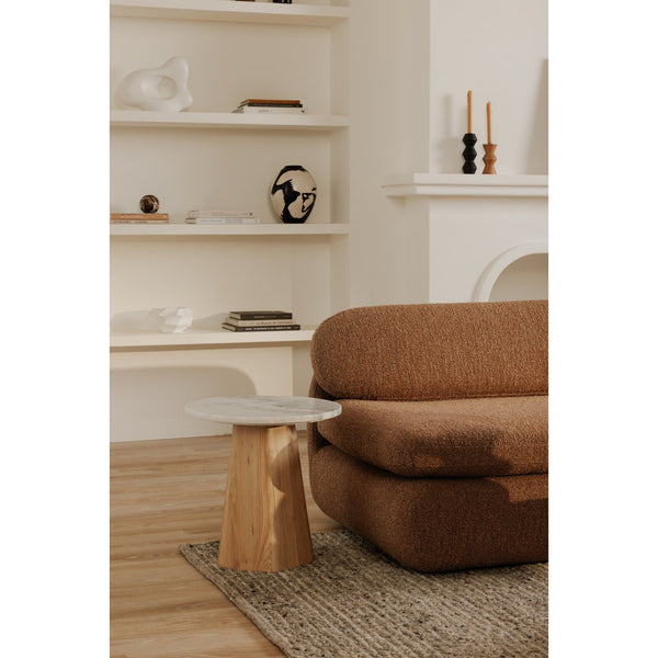 Moe's Home Evelyn Accent Table - Organic Ashen Grey Marble Top With Solid Oak Base For Modern Elegance White Ashen Grey Matirx,Solid Oak Wood Jd-1091-18-0