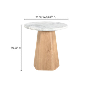 Moe's Home Evelyn Accent Table - Organic Ashen Grey Marble Top With Solid Oak Base For Modern Elegance White Ashen Grey Matirx,Solid Oak Wood Jd-1091-18-0