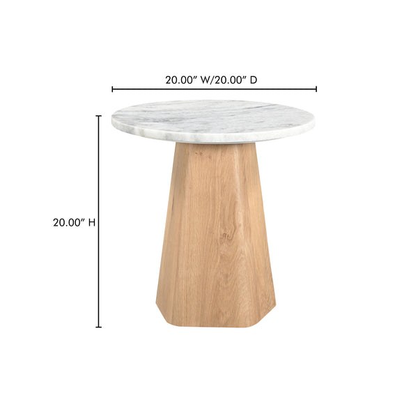 Moe's Home Evelyn Accent Table - Organic Ashen Grey Marble Top With Solid Oak Base For Modern Elegance White Ashen Grey Matirx,Solid Oak Wood Jd-1091-18-0