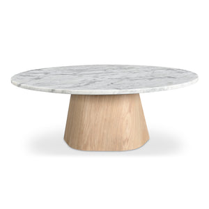 Moe's Home Evelyn Coffee Table – Elegant Ashen Grey Marble Top With Organic Oak Veneer Base For Modern Living White Raj Grey Marble Top,Oak Veneer Over Plywood Jd-1092-18-0