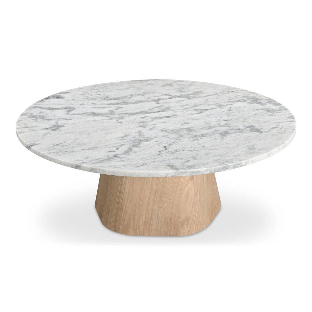 Moe's Home Evelyn Coffee Table – Elegant Ashen Grey Marble Top With Organic Oak Veneer Base For Modern Living White Raj Grey Marble Top,Oak Veneer Over Plywood Jd-1092-18-0