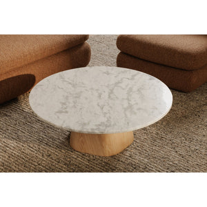 Moe's Home Evelyn Coffee Table – Elegant Ashen Grey Marble Top With Organic Oak Veneer Base For Modern Living White Raj Grey Marble Top,Oak Veneer Over Plywood Jd-1092-18-0