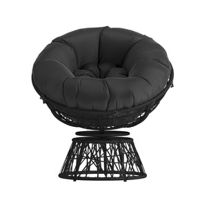 English Elm Bowie Comfort Series Swivel Patio Chair – Plush Cushion, Durable Wicker, Perfect for Indoor & Outdoor Black Cushion/Black Frame JE-5101W-BK-GG