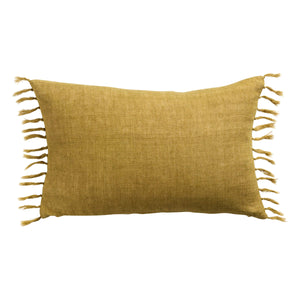 Jaipur Living Jaipur Living Jemina Linen Lumbar Pillow Cover with Knotted Fringe Bohemian Sofa Accent Citron 13"X21" Lumbar PLC102554
