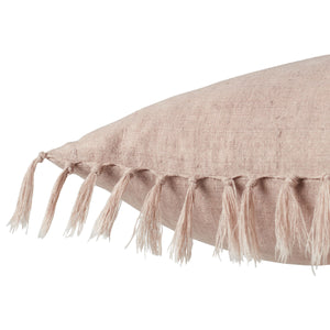 Jaipur Living Jaipur Living Jemina Linen Lumbar Pillow Cover with Knotted Fringe Bohemian Sofa Accent Blush 20" Square PLC102557