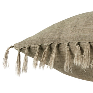 Jaipur Living Jaipur Living Jemina Linen Lumbar Pillow Cover with Knotted Fringe Bohemian Sofa Accent Sage 13"X21" Lumbar PLC102558