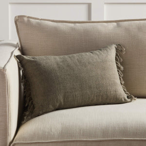 Jaipur Living Jaipur Living Jemina Linen Lumbar Pillow Cover with Knotted Fringe Bohemian Sofa Accent Sage 13"X21" Lumbar PLC102558
