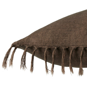 Jaipur Living Jaipur Living Jemina Linen Lumbar Pillow Cover with Knotted Fringe Bohemian Sofa Accent Brown 13"X21" Lumbar PLC102560
