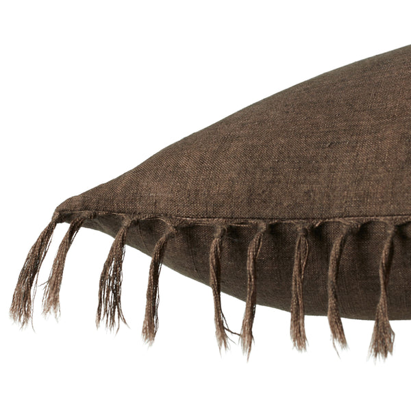 Jaipur Living Jaipur Living Tobacco Brown Linen Lumbar Pillow with Tassel Trim Boho Decor PLW103927