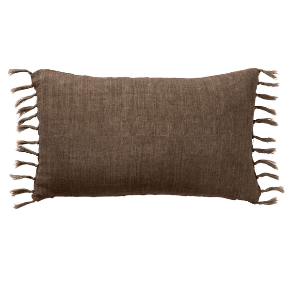 Jaipur Living Jaipur Living Tobacco Brown Linen Lumbar Pillow with Tassel Trim Boho Decor PLW103927