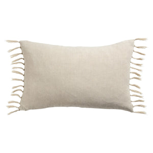 Jaipur Living Jaipur Living Jemina Linen Lumbar Pillow Cover with Knotted Fringe Bohemian Sofa Accent Light Gray 13"X21" Lumbar PLC102580