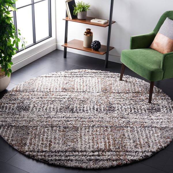 Safavieh Jericho Shag Area Rug - Luxurious Navy And Ivory Round Design For Timeless Elegance In Any Room Black ,Rust Polyester Jer100z-3r