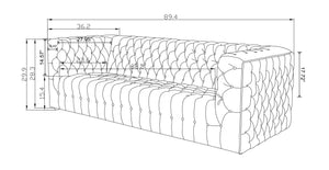 Pasargad Home Vicenza Collection Velvet Tufted Sofa - Bold Comfort With Timeless Transitional Style Blue Velvet Sofa-310-3n