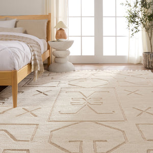 Jaipur Living Vibe by Jaipur Living Cree Geometric Semi Shag Rug with Braided Fringe Boho Neutral 2'5" X 10' RUG154376