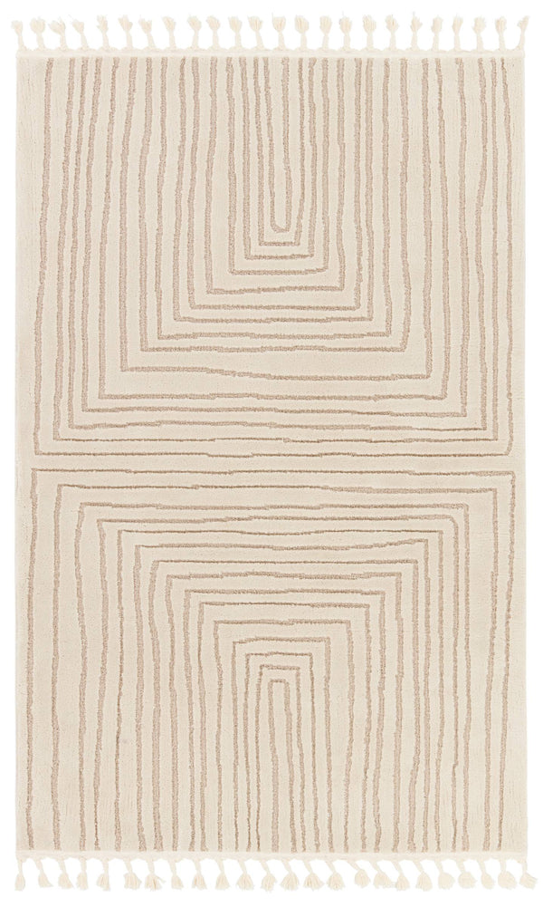 Jaipur Living Vibe by Jaipur Living Fantana High Low Pile Striped Rug with Braided Fringe Boho Accent 10' x 14' RUG154410