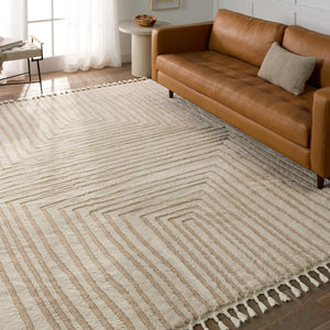 Jaipur Living Vibe by Jaipur Living Fantana High Low Pile Striped Rug with Braided Fringe Boho Accent 10' x 14' RUG154410