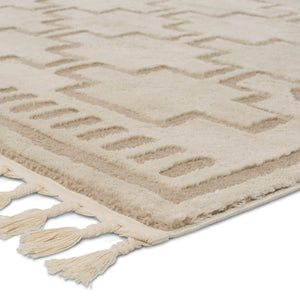 Jaipur Living Vibe by Jaipur Living Dawson Trellis Polypropylene Shag Rug Neutral Moroccan Fringe 10' x 14' RUG154416