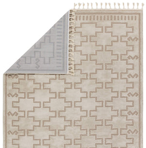 Jaipur Living Vibe by Jaipur Living Dawson Trellis Polypropylene Shag Rug Neutral Moroccan Fringe 10' x 14' RUG154416