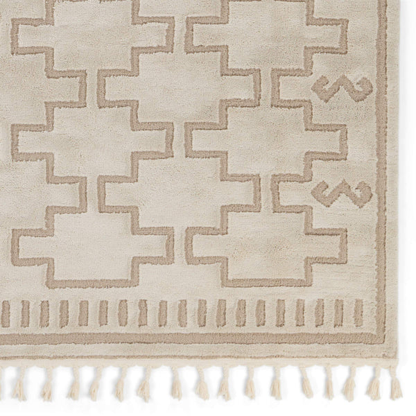Jaipur Living Vibe by Jaipur Living Dawson Trellis Polypropylene Shag Rug Neutral Moroccan Fringe 10' x 14' RUG154416