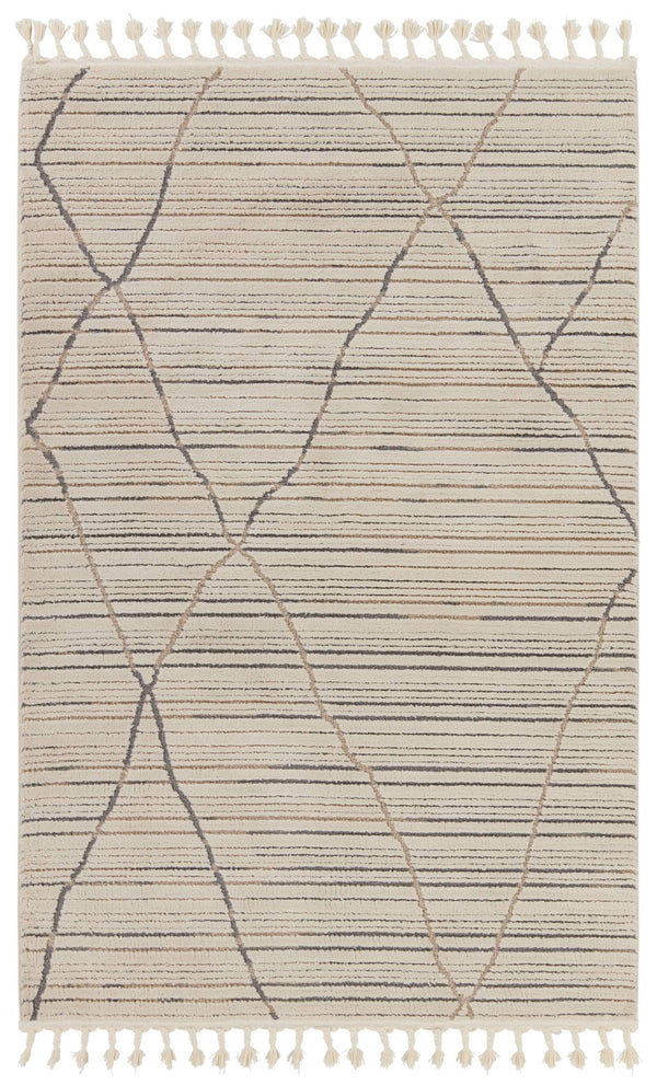Jaipur Living Vibe by Jaipur Living Sachi Trellis Semi Shag Rug Cream Gray Polypropylene Blend 8'10" X 12' RUG154689