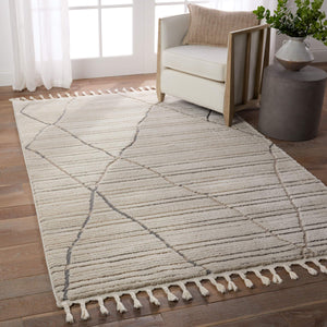 Jaipur Living Vibe by Jaipur Living Sachi Trellis Semi Shag Rug Cream Gray Polypropylene Blend 8'10" X 12' RUG154689