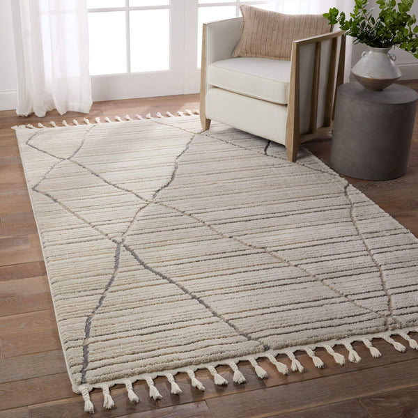 Jaipur Living Vibe by Jaipur Living Sachi Trellis Semi Shag Rug Cream Gray Polypropylene Blend 8'10" X 12' RUG154689