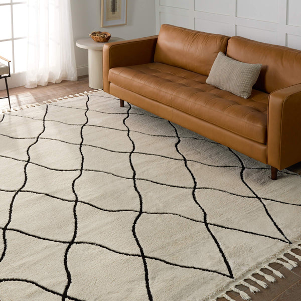 Jaipur Living Vibe by Jaipur Living Treble Bohemian Trellis Semi Shag Rug for Room Foyer 7'6" X 10' RUG154694