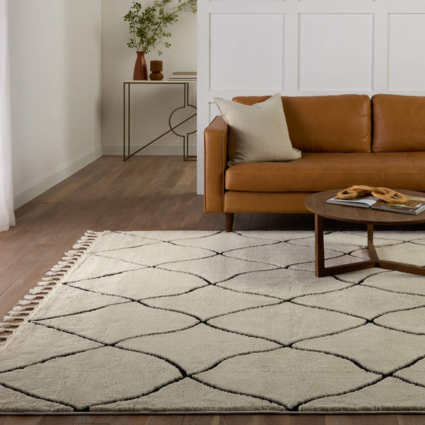 Jaipur Living Vibe by Jaipur Living Treble Bohemian Trellis Semi Shag Rug for Room Foyer 7'6" X 10' RUG154694