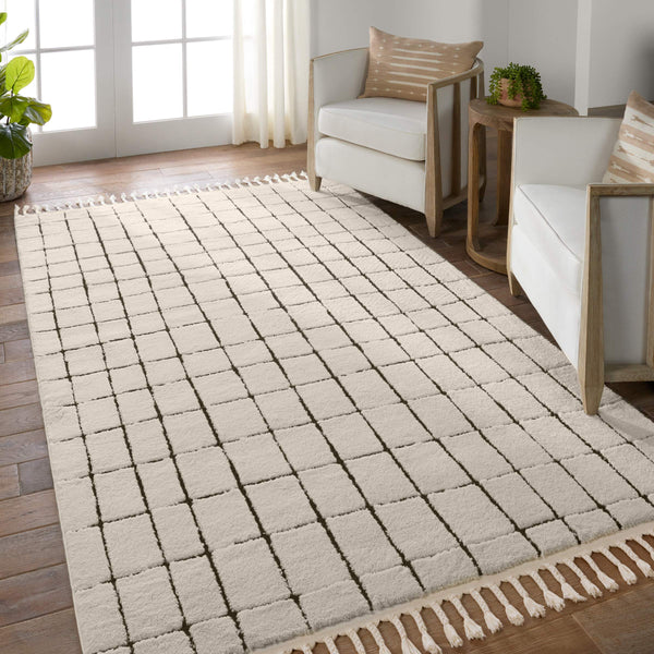 Jaipur Living Vibe by Jaipur Living Align Moroccan Grid High-low Pile Runner Rug for Hallways 10'X14' RUG156944