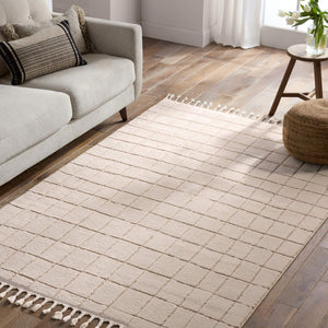 Jaipur Living Vibe by Jaipur Living Anton Geometric High Low Pile Indoor Rug with Braided Fringe 2'5"X10' RUG158954