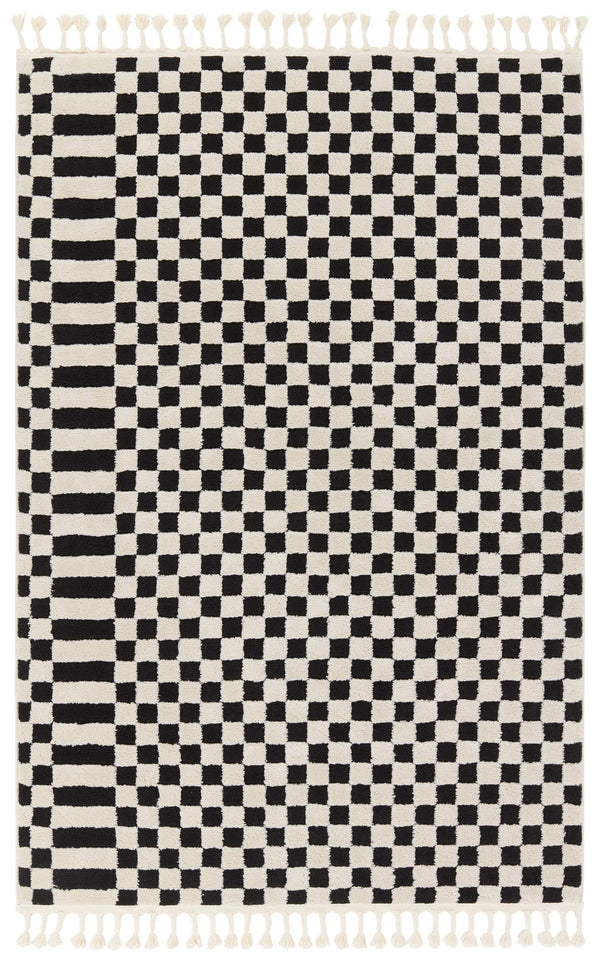 Jaipur Living Vibe by Jaipur Living Casa Moroccan Geometric Semi-shag Rug for Rooms Cream/Black 10'3"X14' RUG158990