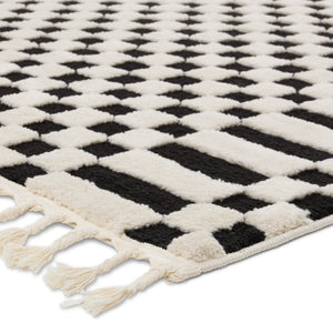 Jaipur Living Vibe by Jaipur Living Casa Moroccan Geometric Semi-shag Rug for Rooms Cream/Black 10'3"X14' RUG158990